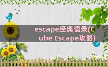 escape经典语录(Cube Escape攻略)